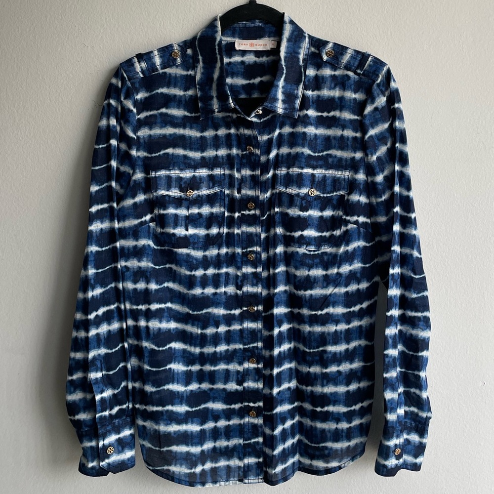 Tory Burch Women’s Blue & White Tie Dye Blouse